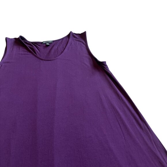 Eileen Fisher Purple Sleeveless Shift Dress Stretch Fabric Size Large Women's - Picture 3 of 10